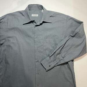 Giorgio Armani Charcoal Grey Textured Weave Long Sleeve Dress Shirt Size15/38
